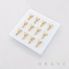 12PCS OF CZ DANGLE BUTTERFLY 316L SURGICAL STEEL L-SHAPE NOSE BOX